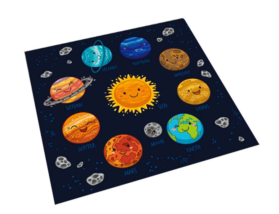 Square Cute Cartoon Children's Rugs,Cosmic planet
