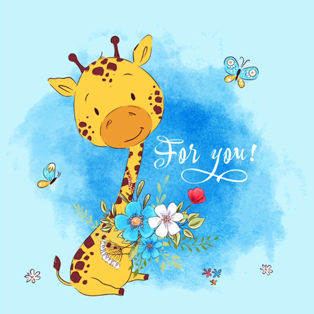 Square Cute Cartoon Children's Rugs,giraffe