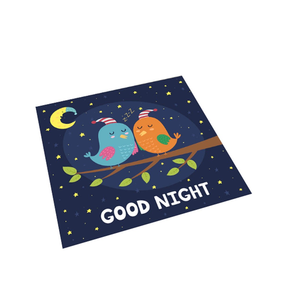 Square Cute Cartoon Children's Rugs,Good night birdie
