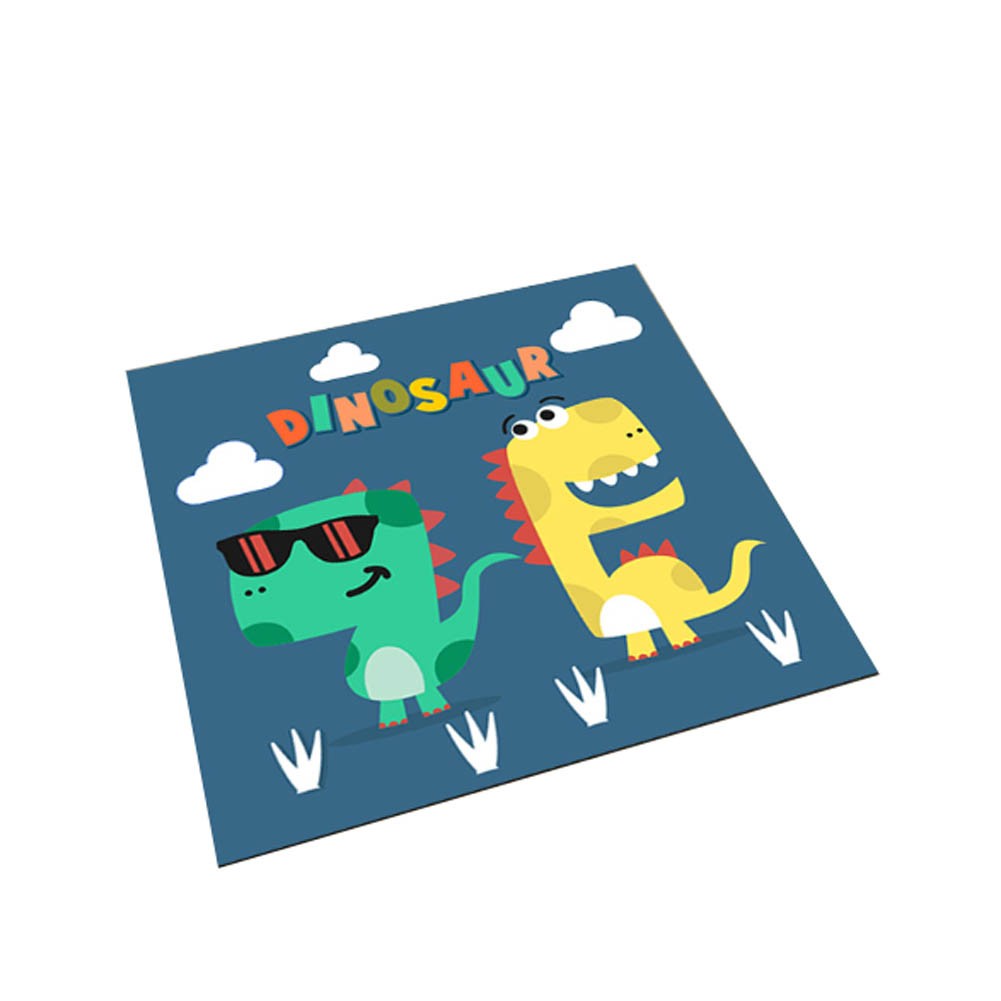 Square Cute Cartoon Children's Rugs, White dinosaur blue