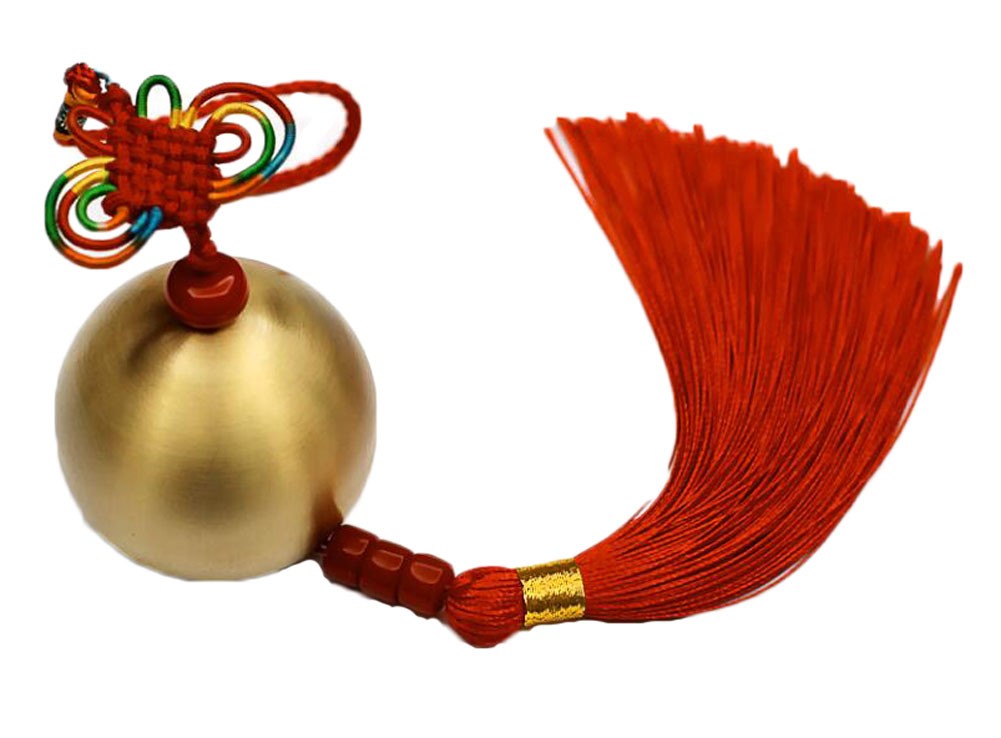 Round Bell Copper Wind Chime Red Chinese Knot Style