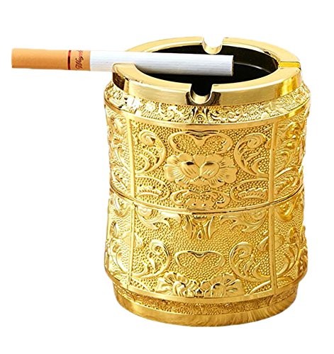 Zinc Alloy Ashtray Ash Holder for Smokers - Gold Color