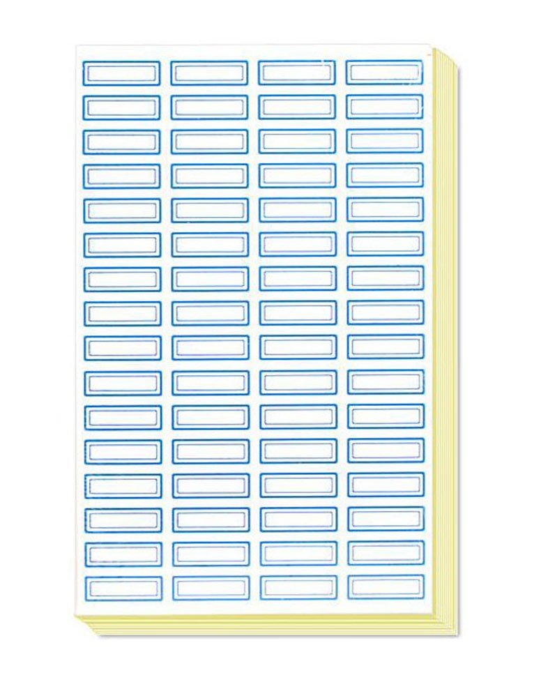 70 Sheets Self-adhesive Name Label Stickers - Blue Edge