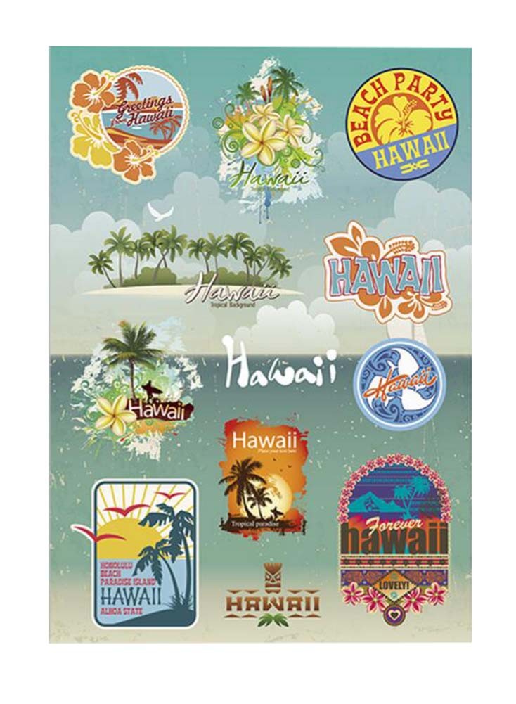 [Hawaii] Water Proof Vintage Landmark Sticker Decals Vinyls for Laptop/Luggage