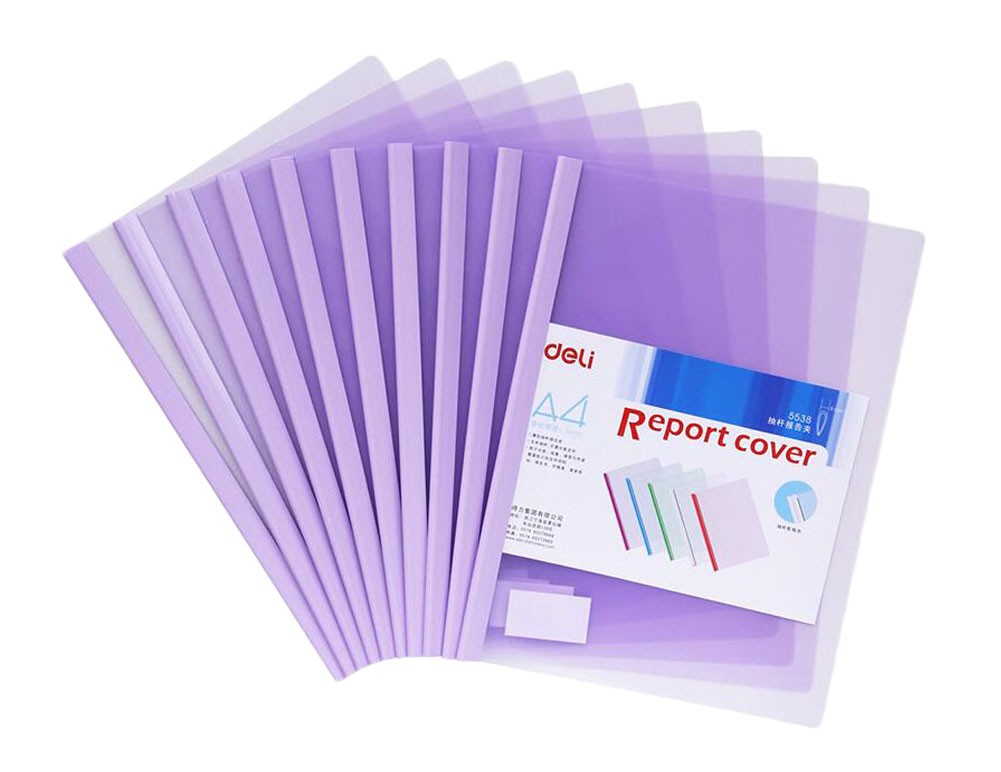 Purple A4 Size Paper Report Covers 10pcs Sliding Bar File Folder