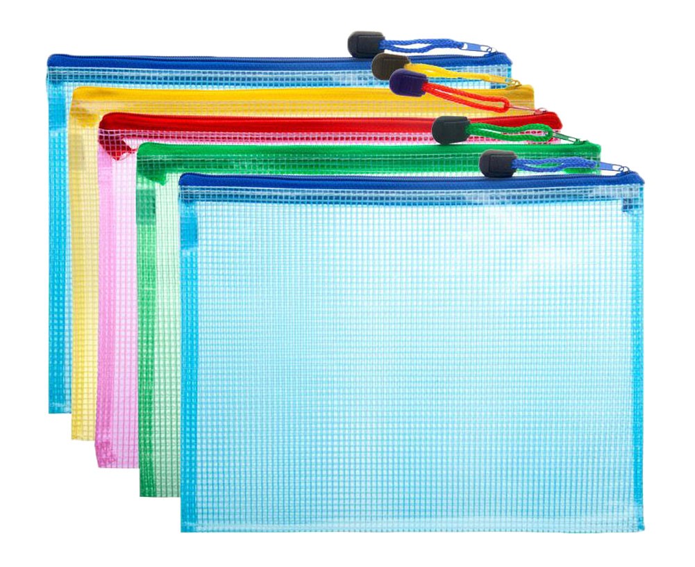 Random Color 5pcs Clear Plastic A4 Paper Document File Zipper Bag Pouch