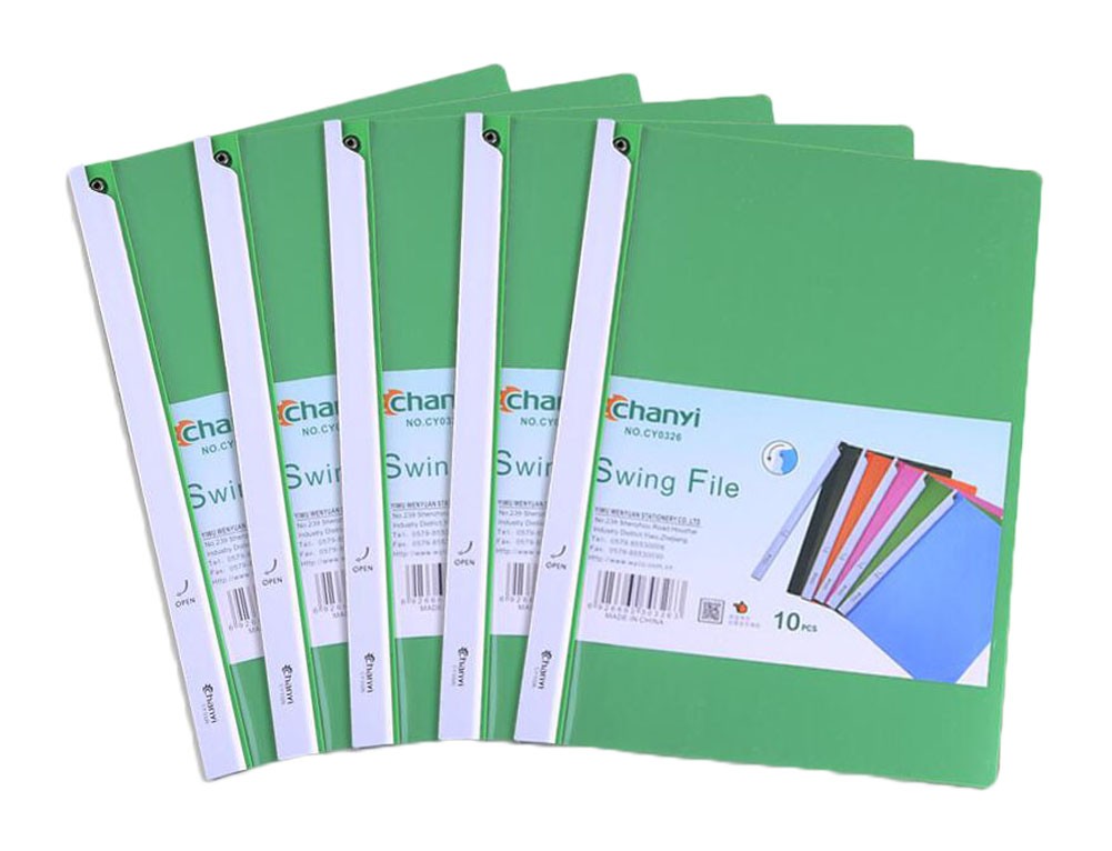 Green A4 Paper Size Swing Clip Report Covers File Folders 5pcs