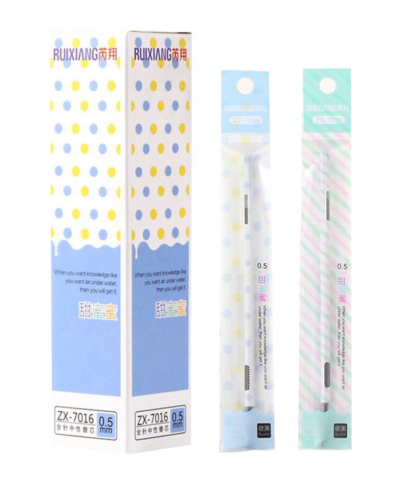 0.5mm Dots and Stripes Pattern Gel Pen Refills Needle Tip