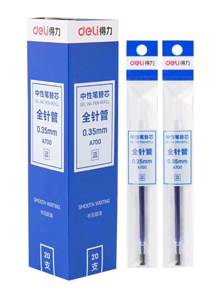 Gel Ink 0.35mm Pen Refill, 20-Pack for Rollerball Pens Blue Ink