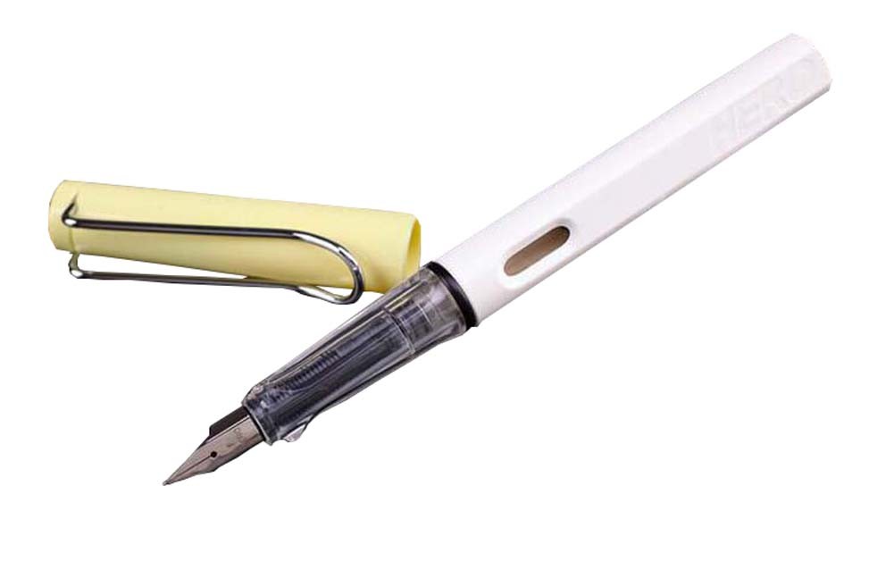 School and Office Resin Fountain Pens Yellow and White
