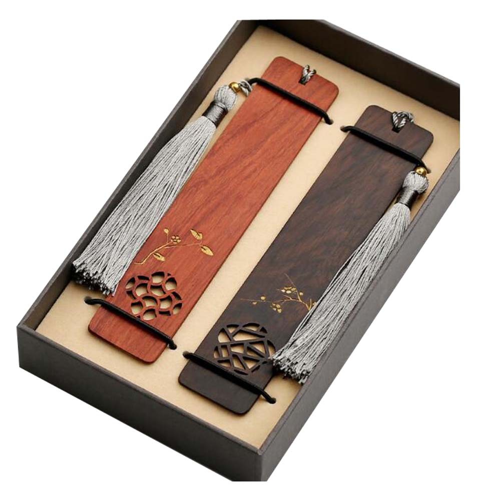 Handmade Natural Wooden Bookmark Classical Pattern Bookmarks Set