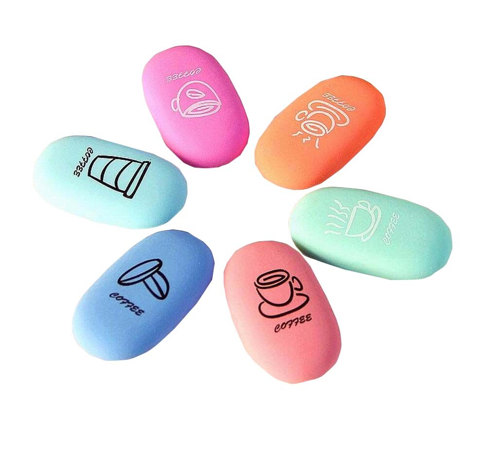 6 PCS Useful Office/School Erasers Durable Erasers