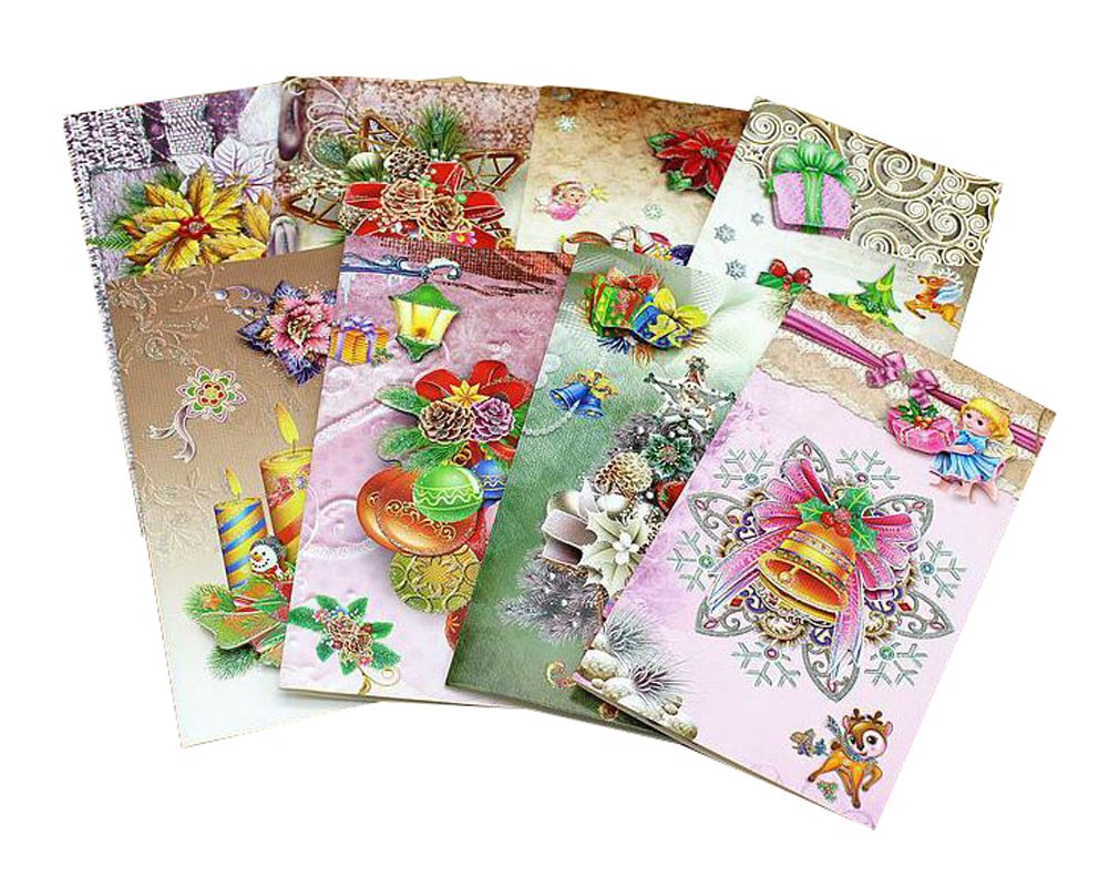 Set of 8 Christmas Cards Merry Christmas Greeting Cards Collection