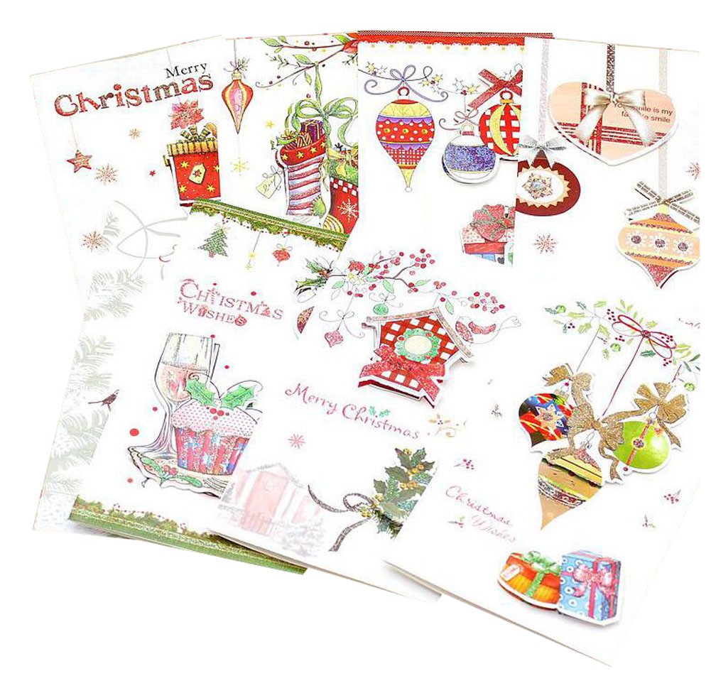 Merry Holiday Christmas Cards Set Include 8 Cards and Envelopes