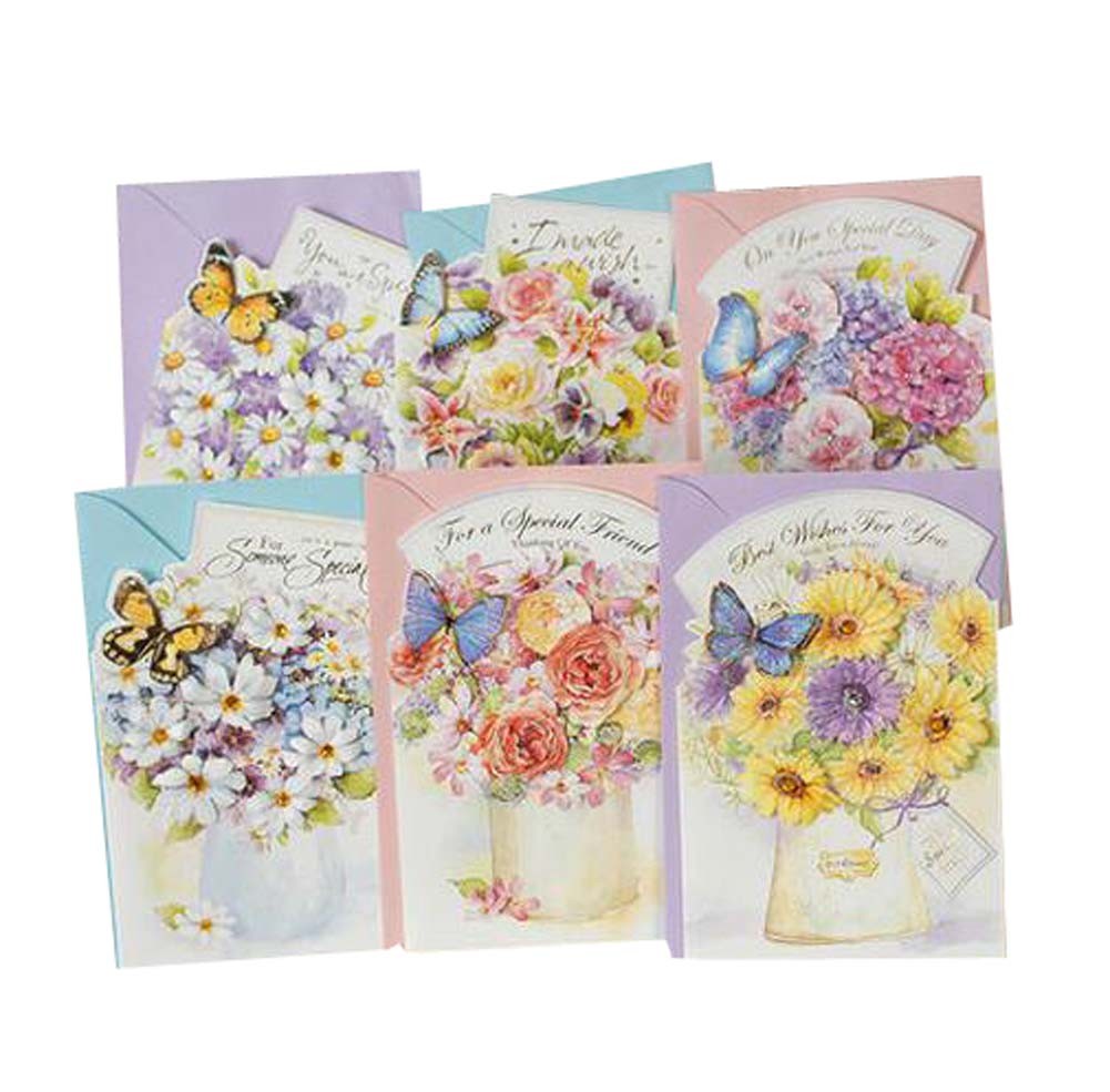 Assorted Flower Greeting Cards for All Occasion 6 PCS