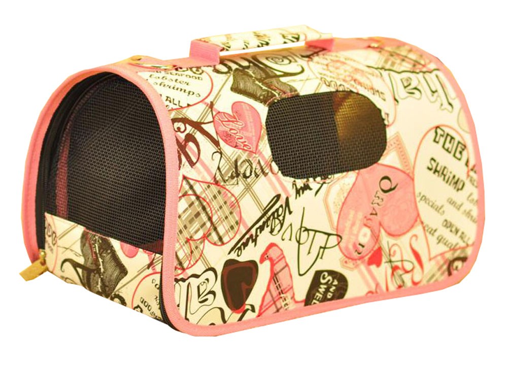 Pink Heart Pattern Convenient Dog Travel Carrier Bag