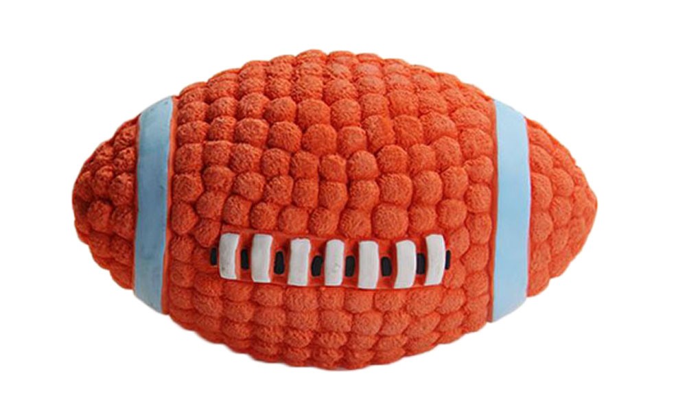 Latex Material Dogs Chew Play Toys Rugby Design