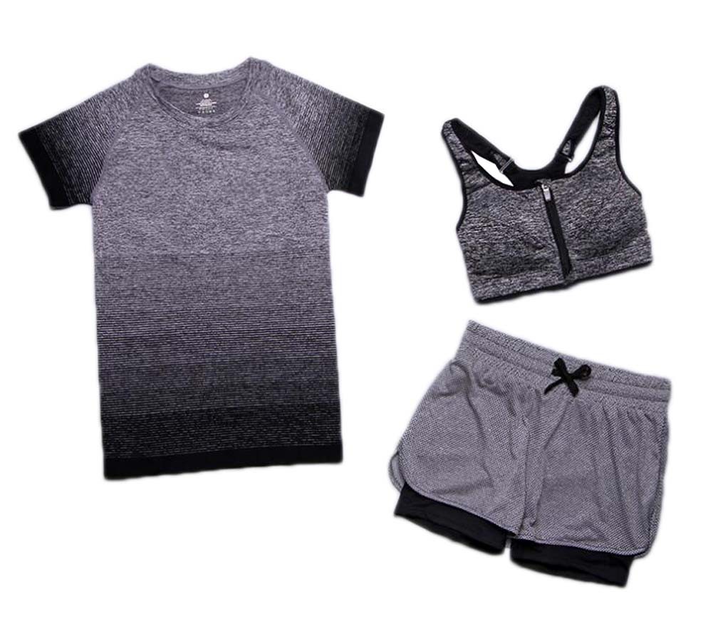 Women Tracksuit Shirts Pants 3 pcs Set Fitness Workout Sport Wear