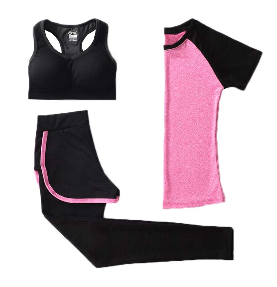 Women's Leggings Fitness T-Shirt Workout Clothing 3pcs Set