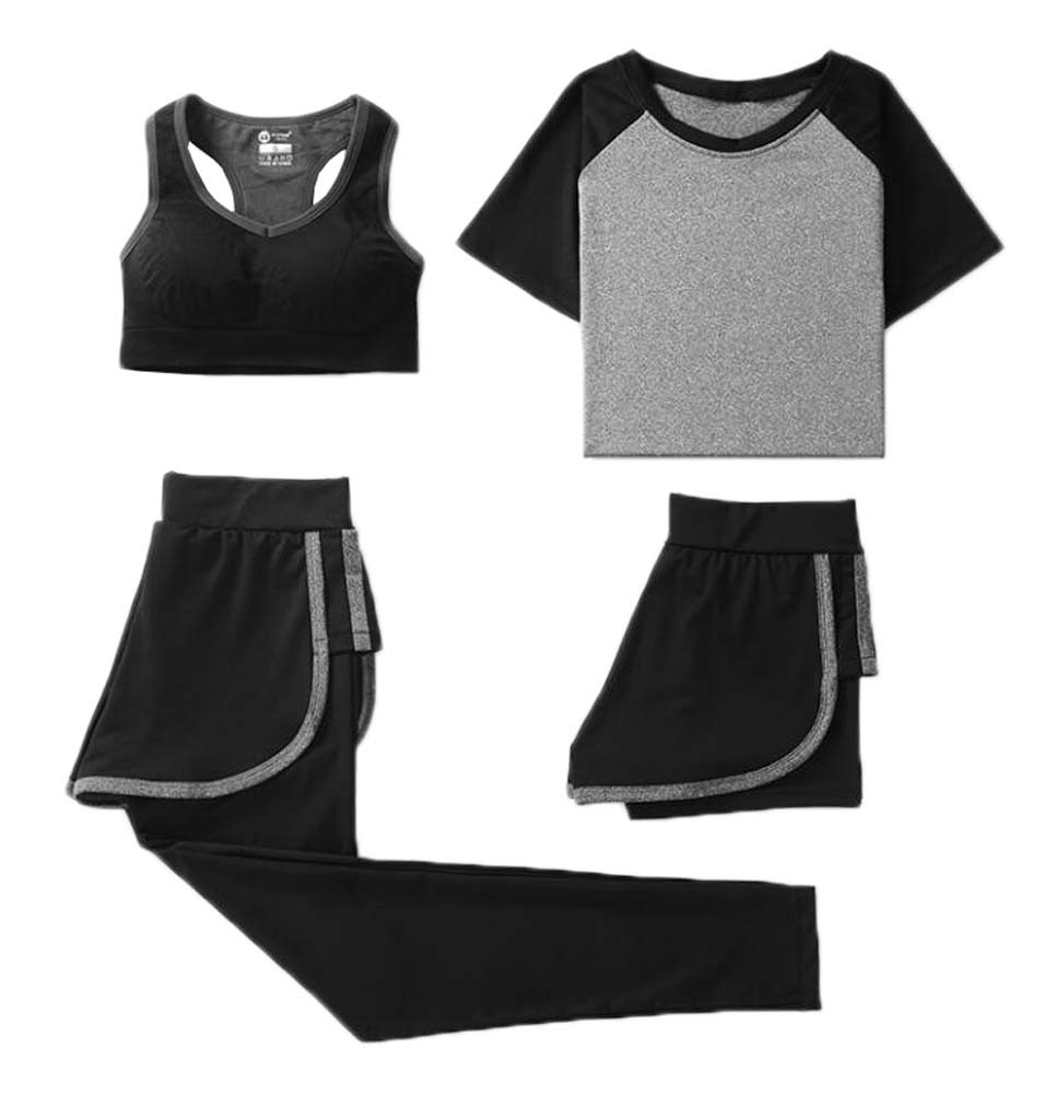 Women Gym Outfit Workout Sports 4 Piece Sets Running Clothing