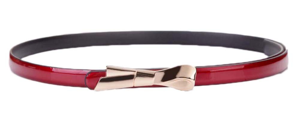 For Dresses Thin Leather Waist Belts - Red