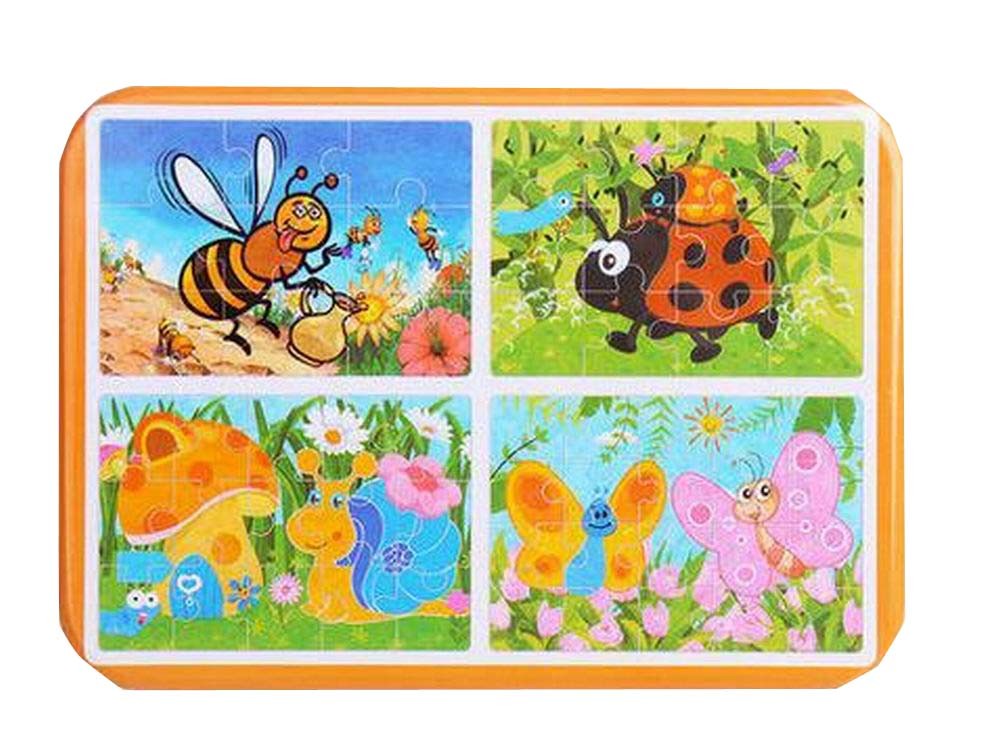 A Box of 4 Wood Baby Early Learning Puzzle Wood Kids Home Toy