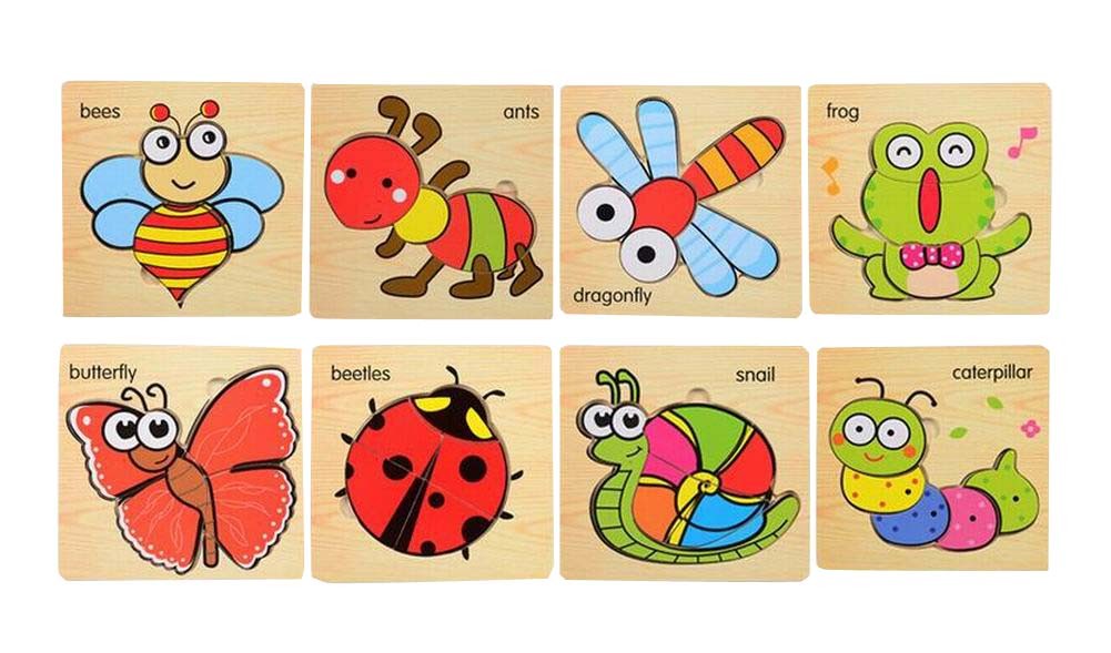A Set of 8 Pieces Cute Insects Baby Early Learning Puzzle/Nice Gift