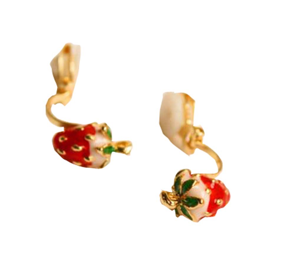 Beautiful Mini Strawberry Kids Ear Clips Party/Wedding Ear Studs for Adults