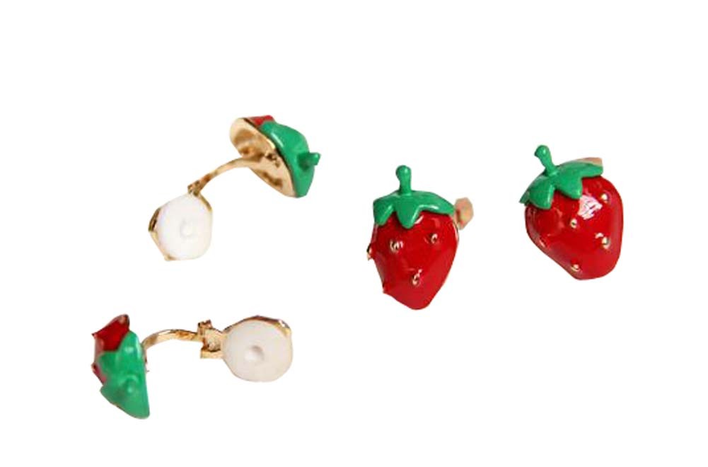 Lovely Strawberry Girl Party Favor Clip-on Earrings