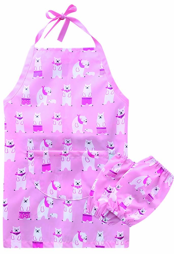 Pink Childrens Aprons Kitchen Apron For Kids With Cuff