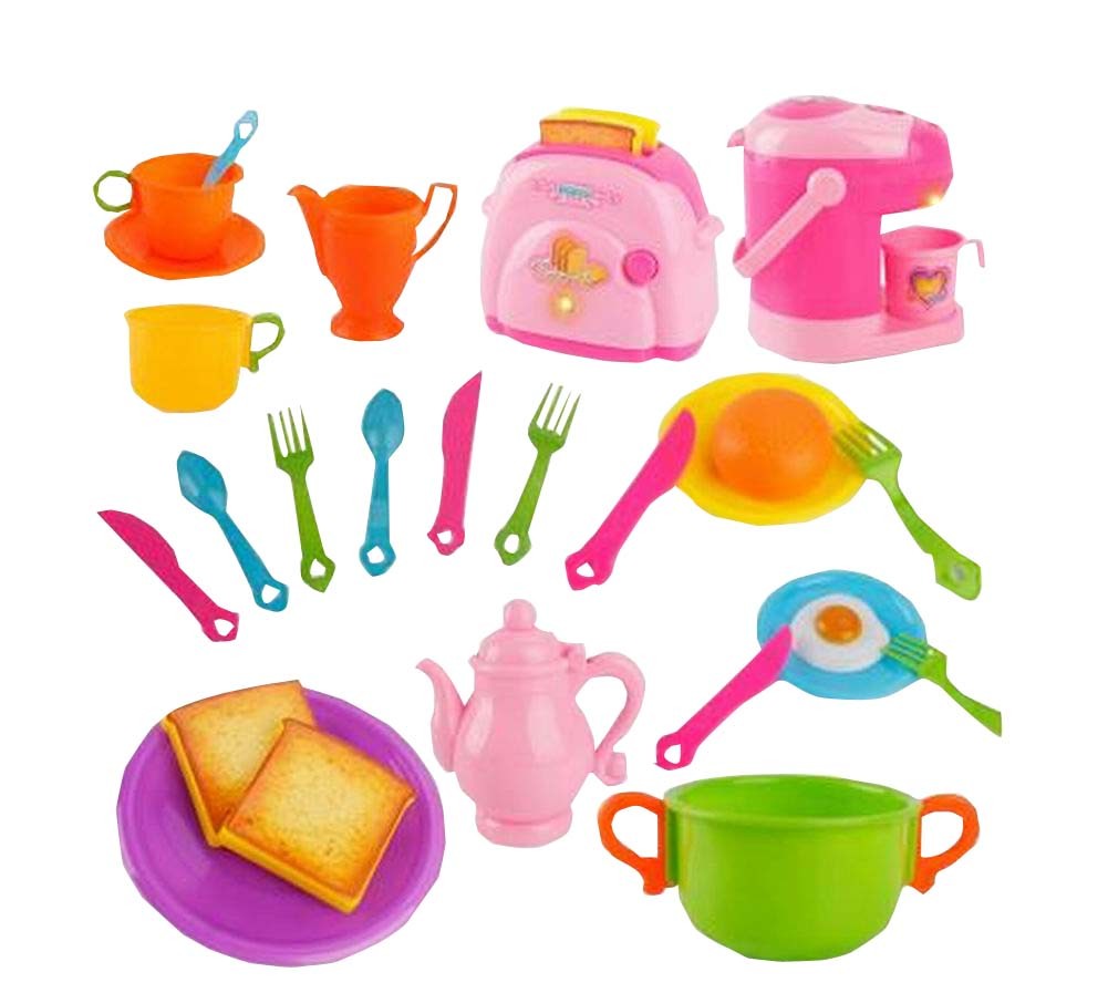 Pink Pretend Play Cookware Set Plastic Kitchen Accessories Set