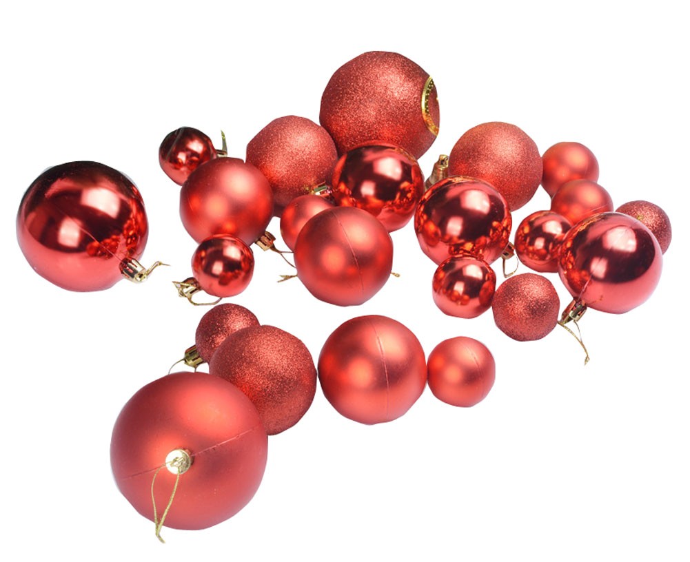 Christmas Hanging Ornaments Christmas Tree Balls Assorted Sizes Balls Set Red