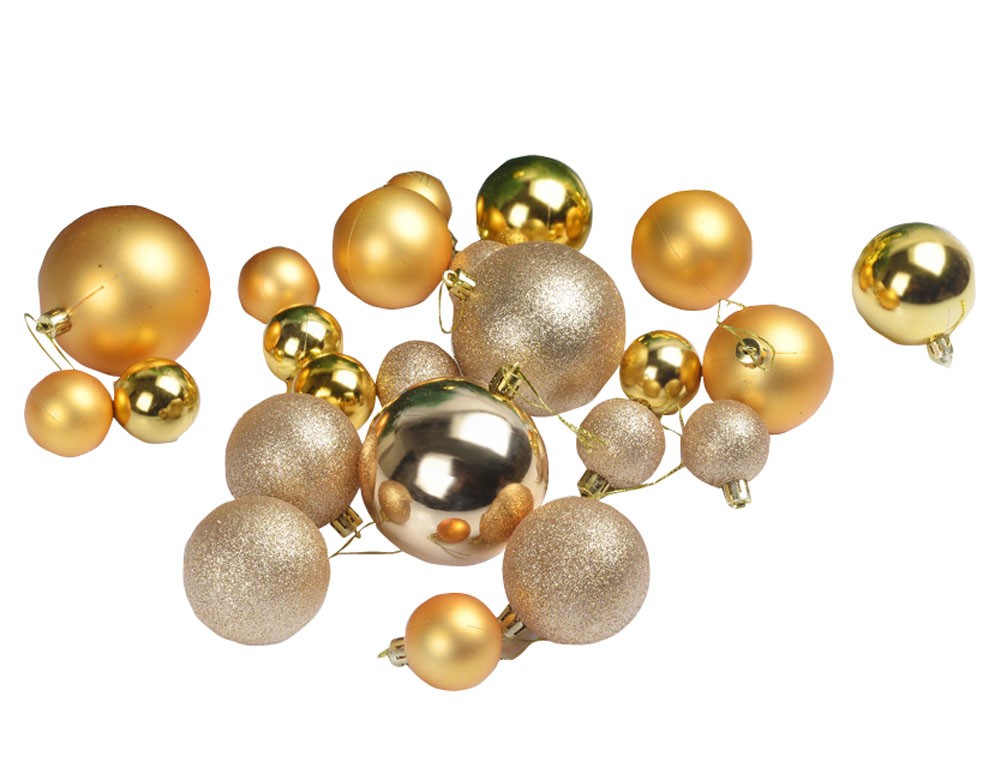 Christmas Hanging Ornaments Christmas Tree Balls Assorted Sizes Ball Set Golden