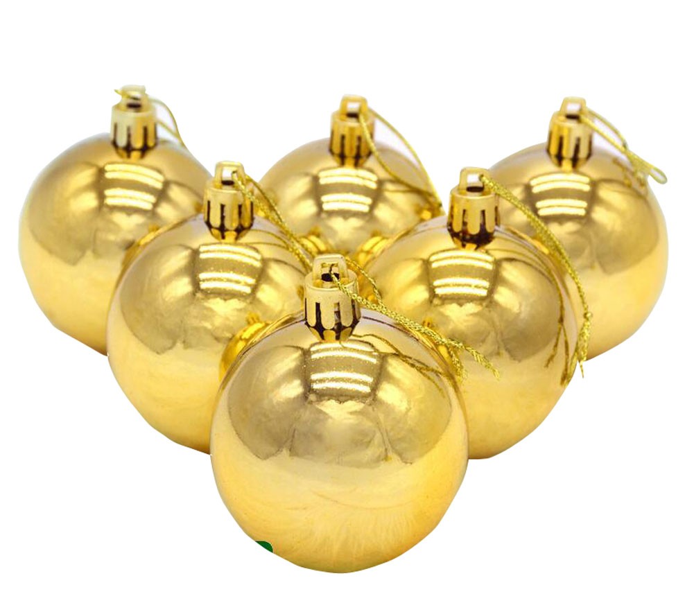 6CM Bright Golden Christmas Hanging Ornaments Christmas Tree Balls Set