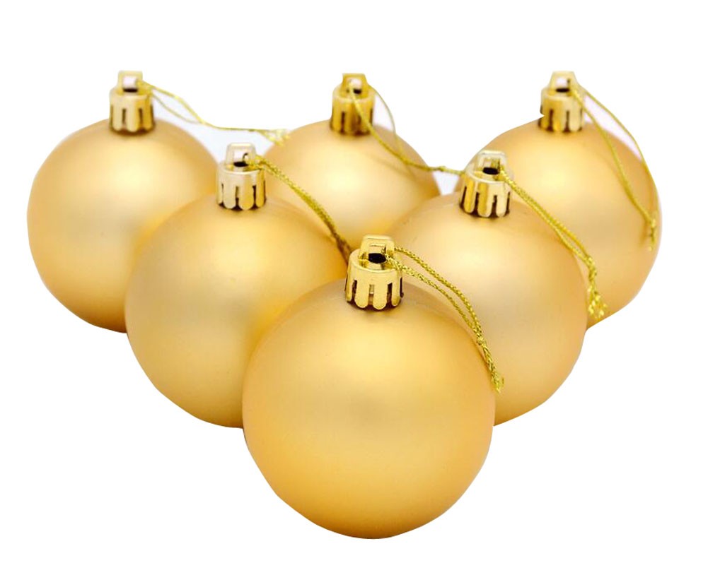 6CM Matte Golden Christmas Hanging Ornaments Christmas Tree Balls Set