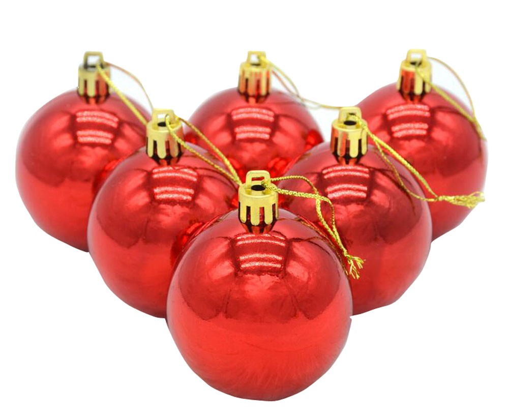 12 PC Bright Red Christmas Hanging Ornaments Christmas Tree Balls Set 6CM
