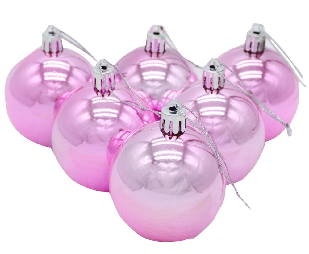 6CM Christmas Tree Balls Christmas Hanging Ornaments 12 PC Bright Pink