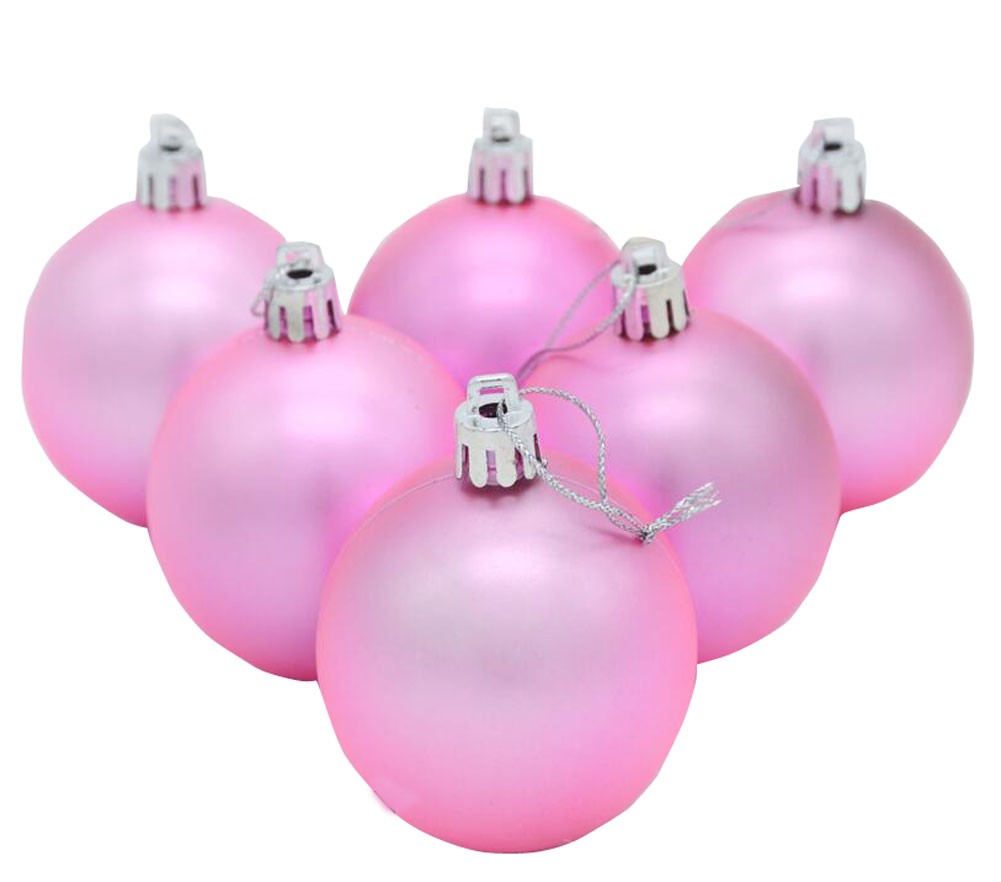 6CM Christmas Tree Balls Christmas Hanging Ornaments 12 PC Matte Pink