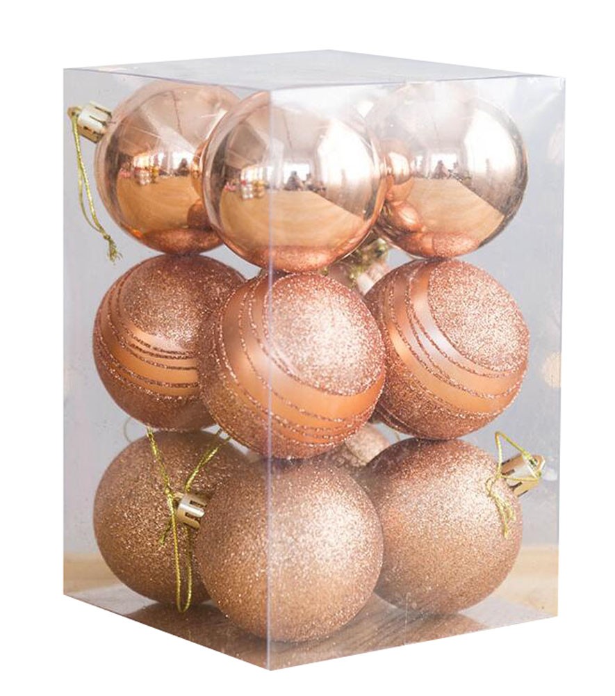 12 PCS Christmas Tree Balls Christmas Hanging Ornaments Set-Bronze