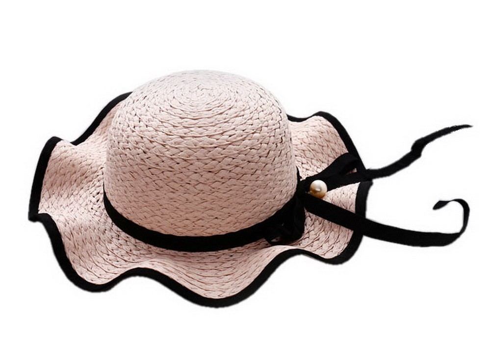 Princess Bowknot Straw Wide-Brimmed Girls Summer Sun Hat Kids Travel Beach Hat