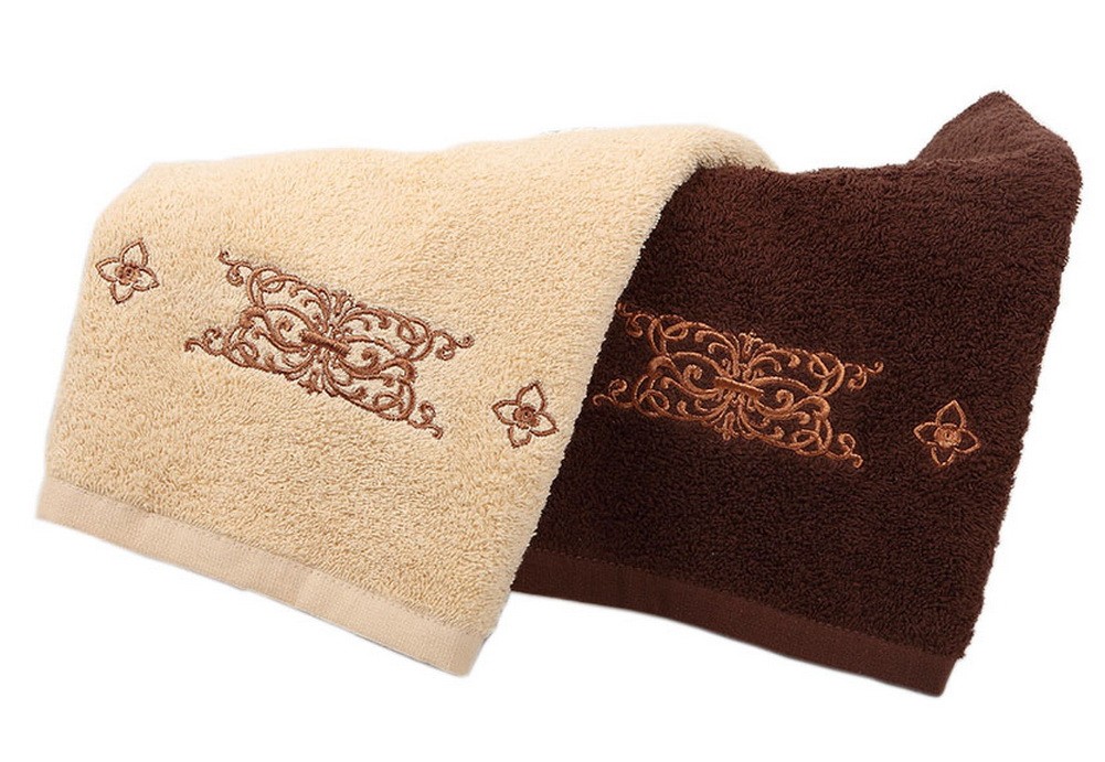 Set of 2 Luxurious Embroidery Cotton Bath Towels Spa/Hotel/Sports Towel Set Gift