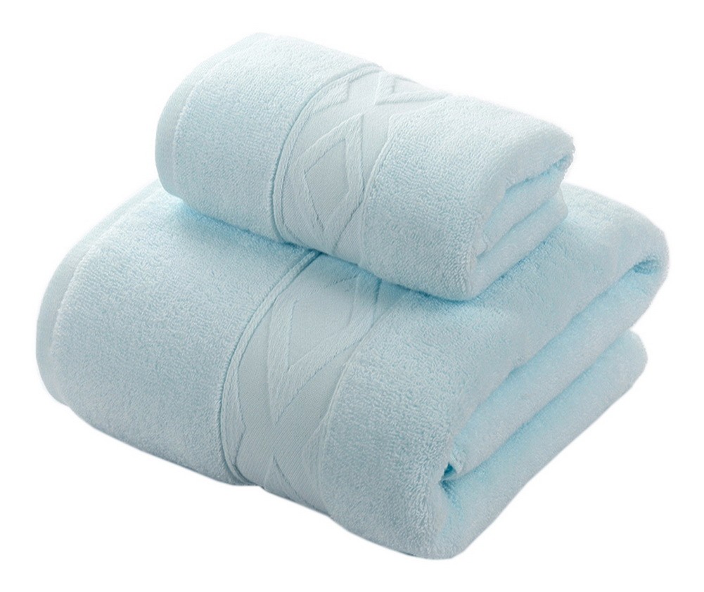Geometric Pattern Bath Towels Set Washcloth,1 Bath and 1 Hand/Face Towel,Blue