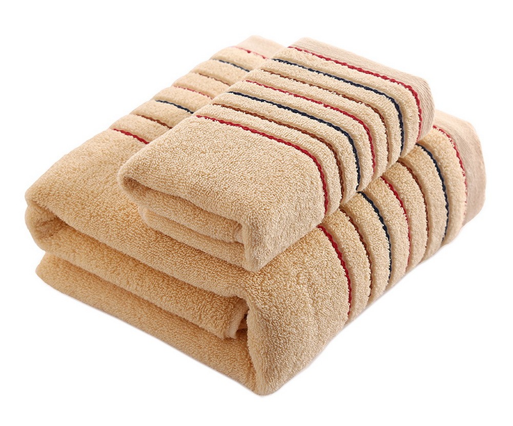 Cotton Bath Towels Washcloth Spa/Hotel/Sports 1 Bath and 1 Hand/Face Towel,Khaki