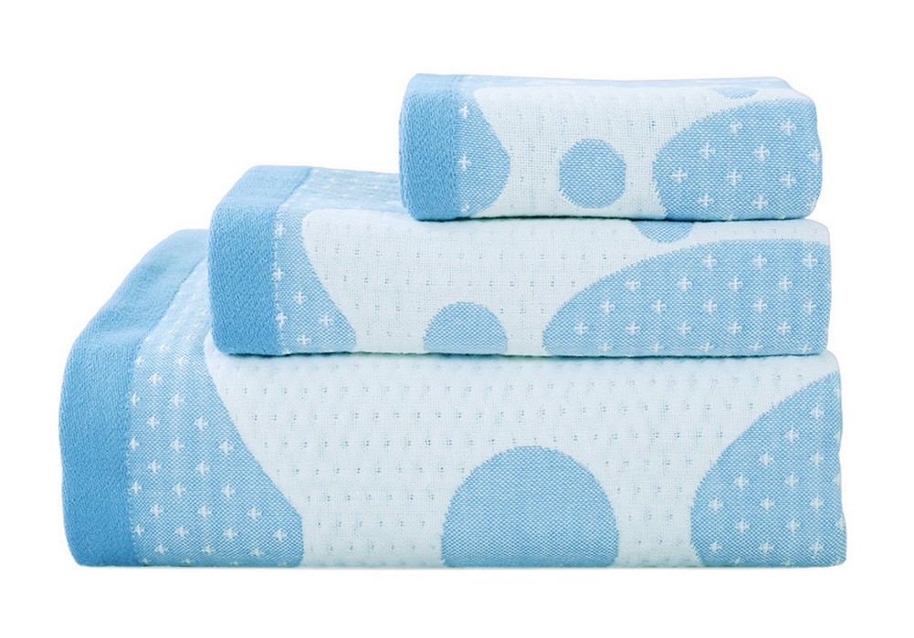 3 Pcs Giraffe Bath Towels Cotton Family Towels Washcloth Children Towel Blue
