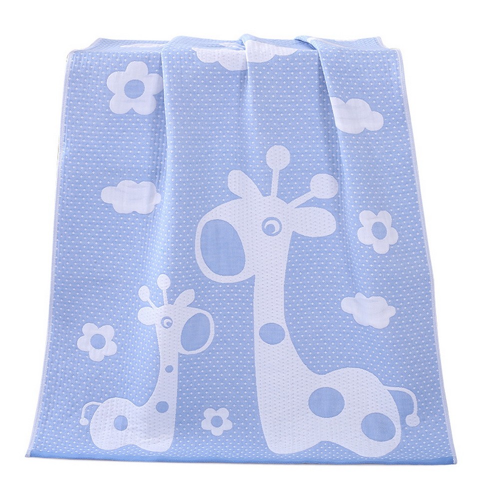 Happy Giraffe Bath Towels Cotton Family Towels Washcloth Children Towel Blue