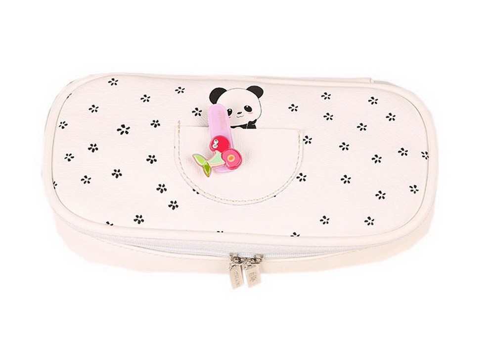 Animal Park White Multifunctional Simple Pupil Large Capacity Lovely Pencil Case