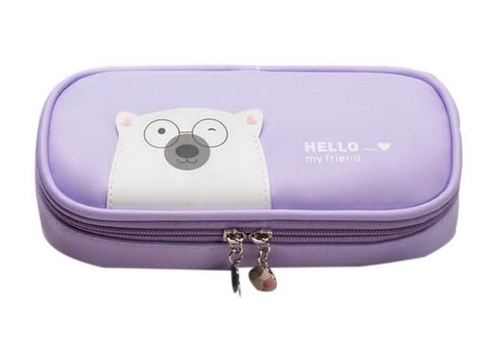 Funny Expression Purple Multifunctional Simple Pupil Large Capacity  Pencil Case