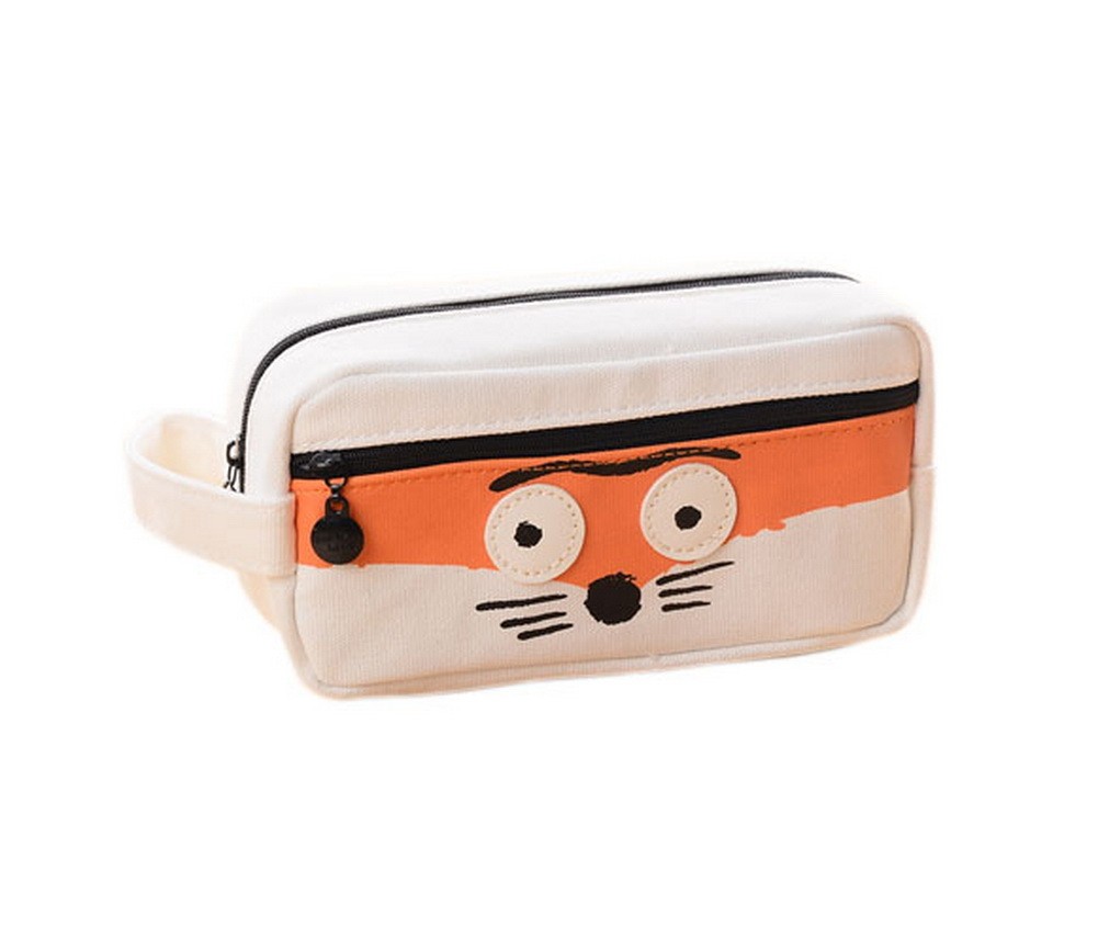 Canvas Fox Sprouting Pattern Simple Creative Large Capacity Lovely  Pencil Cases