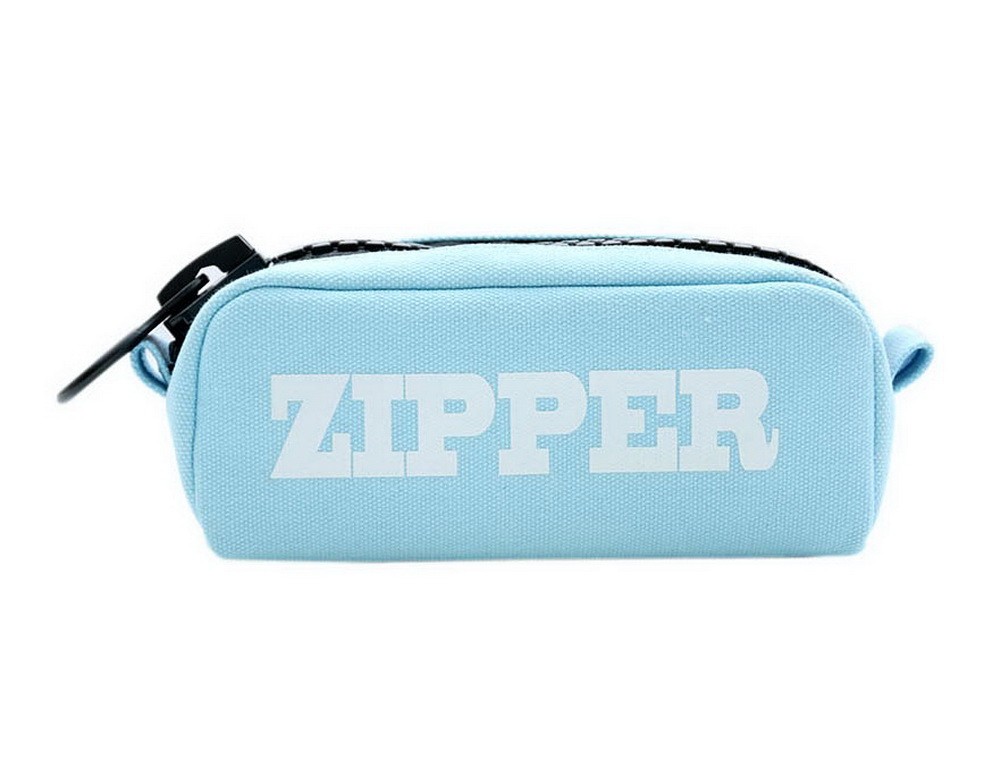 Blue Creative Small Fresh Large Capacity Solid Color Canvas Zipper Pencil  Cases