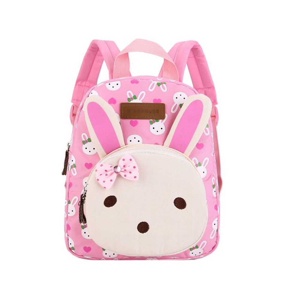 Cute Rabbit Kids School Bag Toddler Backpack Camping Canvas Backpacks Purse Pink